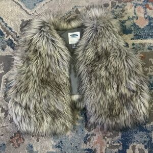Old navy Girls Brown Gray Faux Fur Lined Vest Jacket  Size 3 Toddler